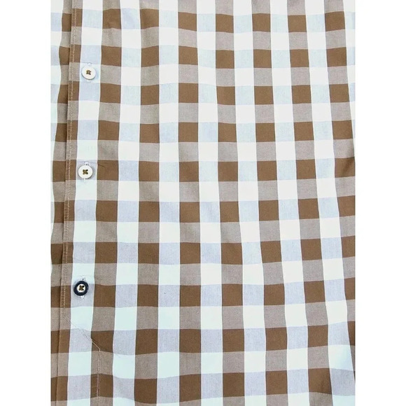 Tommy Bahama Size Large Mens Brown Blue Check Button Down Embroidered Logo Shirt - Picture 9 of 13